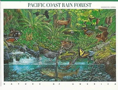 U.S. #3378 2000 33¢ Nature of America: Pacific Coast Rain Forest Stamp Sheet - Image 1 of 2