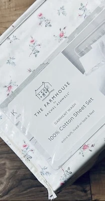 🌸 Фермерский домик Rachel Ashwell цветочный королевский комплект простыней потертый шик мини-розы - Изображение 1 из 3