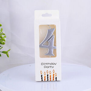 Champagne Silver Number 0-9 Happy Birthday Cake Candles Topper Decor Party |