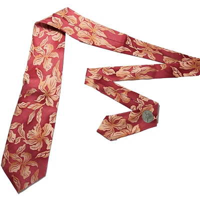 Corbata Tommy Bahama para hombre roja india floral 100 % seda hecha a mano Foto 1 de 4