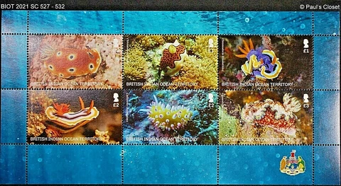 BRITISH INDIAN OCEAN TERRITORY 2021 MNH SEA SLUGS S/S SET OF 6 VERY FINE Cover