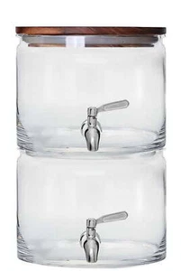 Better Homes & Gardens 240oz Stacking Glass Beverage Dispenser W/Acacia Wood Lid - Picture 1 of 8