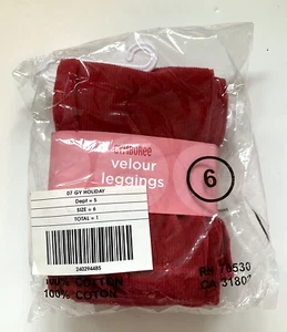 Vintage NWT Gymboree 2007 HOLIDAY CLASSICS Red Velour Leggings 6 NEW - Picture 1 of 2