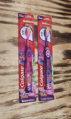 NEW! COLGATE (2-PACK) Toothbrushes ●TROLLS● Extra Soft For Kids Ages 5 And Up! - Image 1 of 2