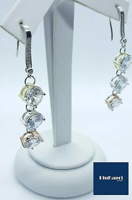 Orecchini Donna in argento 925 pendenti tre colori con p.luce 3 zirconi  - Immagine 1 di 4