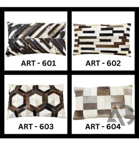 12"x20"Cushion Cover Leather Patchwork Pillow Cowhide Cow Hair Skin Covers Strip - Picture 1 of 19