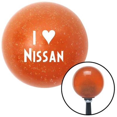 White I <3 for NISSAN Orange Metal Flake Shift Knob w/ M16x1.5 Insert Shifter - Image 1 of 4