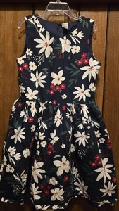 Carters Navy Blue Floral Summer Dress Sz 10 /10A Lined Very Cute! - Picture 1 of 8