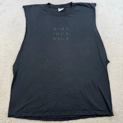 Vintage Nine Inch Nails Shirt Mens XL Black Cutoff Muscle Tee Tank 90s USA Band - Image 1 of 4