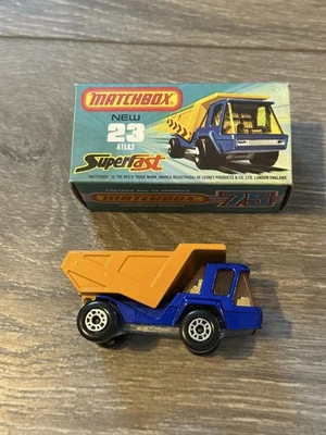 Vintage Matchbox Superfast No. 23 Atlas Dump Truck Made in England w/ Box 1975 - Image 1 of 4