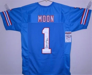 Warren Moon Signed & Inscribed “HOF 06” Jersey & signed 1985 Topps Rookie Card - Picture 1 of 6