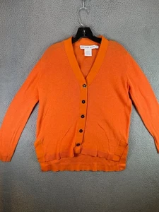 Gretchen Scott Cardigan Sweater Womens Large Orange Long Sleeved Button Front - Picture 1 of 10