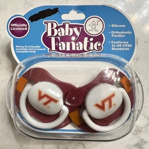 Pack de 2 chupetes de ortodoncia Virginia Tech fanático oficial con licencia universitaria - Imagen 1 de 3