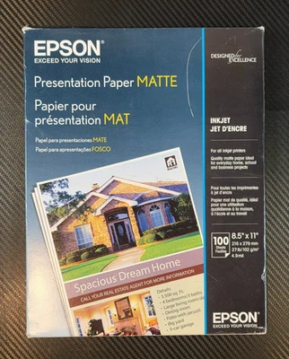 Epson Presentation Matte Paper 8.5" x 11" Inkjet 100 Sheets 27 lb - New Open Box - Image 1 of 4