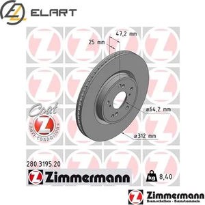 2x BRAKE DISC 280.3195.20 FOR HONDA CR-VV L15BE/L15BG/L15BH/L15BY 1.5L 4cyl - Picture 1 of 8