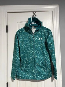 Under Armour Youth Hoodie Full Zip Fleece Coldgear Printed Blue Yellow XL - Picture 1 of 3