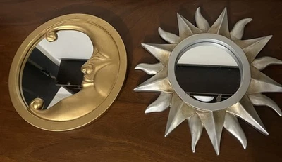 2) 90's Boho Style Celestial Sun Crescent Moon Stars Mirror Set Whimsigoth - Image 1 of 4