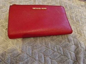 Michael Kors - Jet Set Wallet Grained Cow Leather Red - Picture 1 of 5