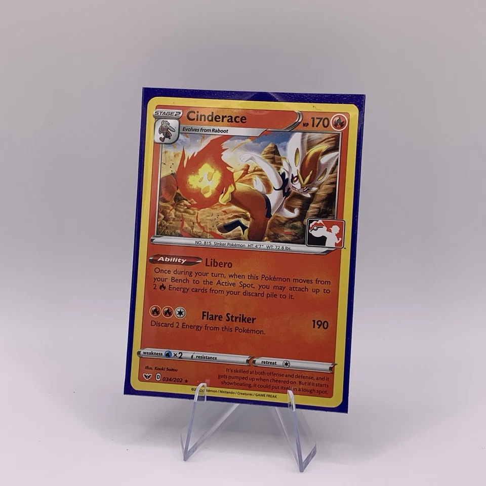 Cinderace 034/202 Pokemon Prize Pack Series 1 NM variant Sword & Shield base B - Image 1 of 3