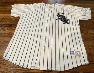 Frank Thomas Jersey Men L White Pinstripe Chicago White Sox USA MLB Baseball 90s - Picture 1 of 10