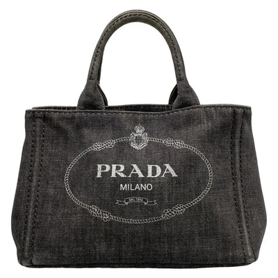 Auténtico bolso de mano PRADA Canapa - de mezclilla gris Foto 1 de 4