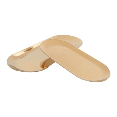 2 SäTze Gold Oval Edelstahl Schmuck Tablett, Handtuch Lagerung Teller Telle3584 - Bild 1 von 4