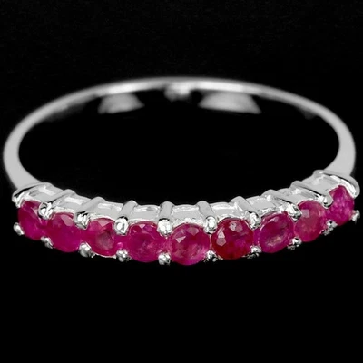 GENUINE AAA PINK RED RUBY ROUND STERLIN 925 SILVER RING SIZE 7.25 - Image 1 of 4