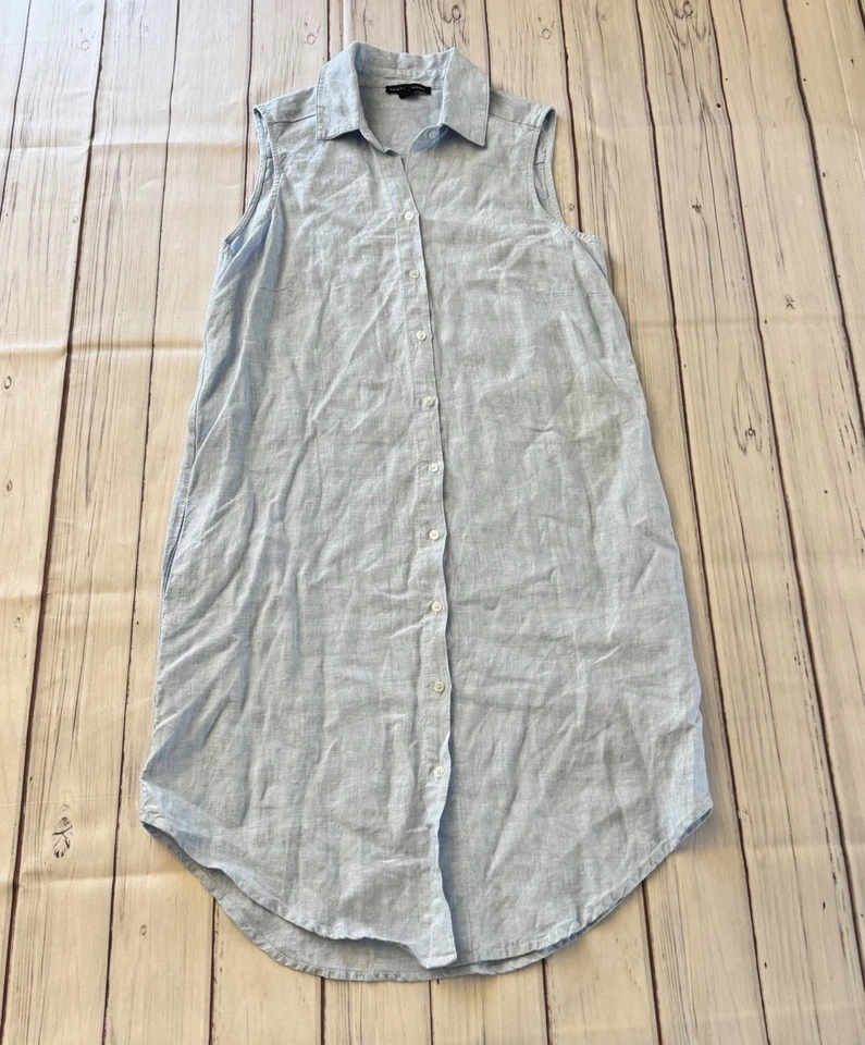 Vestido camisero Saks Fifth Avenue azul 100 % lino con bolsillos talla pequeña para mujer’s Foto 1 de 4