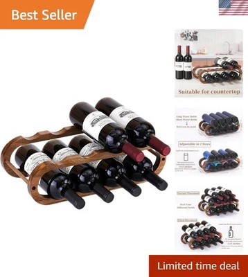 Elegant Acacia Wood Wine Rack & Water Bottle Organizer - 2-Tier & Adjustable - Image 1 of 4
