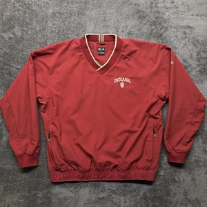 Vintage Indiana Hoosiers Jacket Mens Large Red Pullover Windbreaker Adidas Y2K - Picture 1 of 13