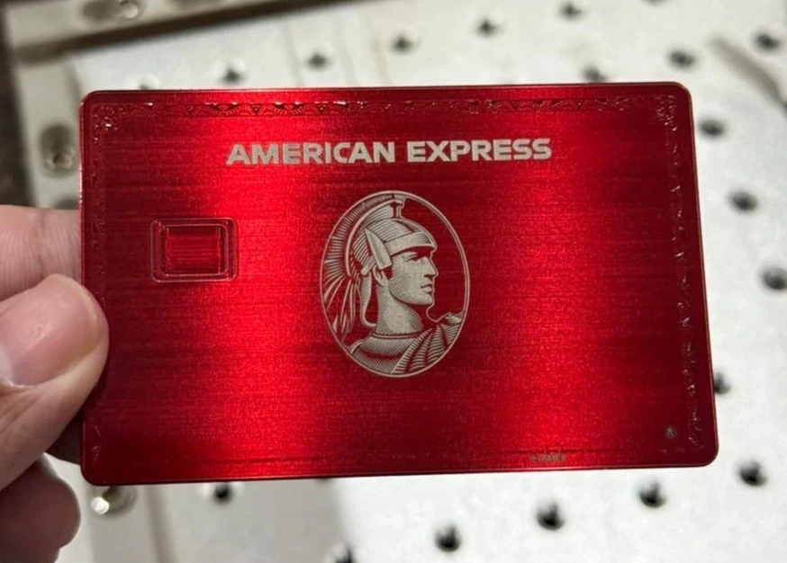 Amex Plum Custom Metal Card Red Standard Small Chip Design - 2025 Novelty Design - Image 1 of 4