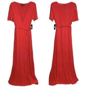 Lulus Much Obliged Maxi Wrap Dress Size Medium Red Drapes Wedding Guest FLAWED - Picture 1 of 8