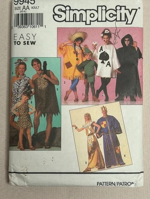 Simplicity 9945 Adult Costume Pattern XS-XL King Cleopatra Caveman Cavewoman Ace - Image 1 of 4