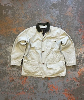 Vintage LL Bean Flannel Lined Chore Coat Work Wear Made In USA H147 Barn Jacket - Image 1 of 4