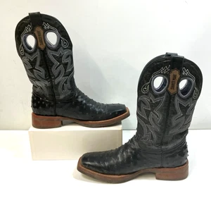 Tanner Mark TM201315 Mens Black Ostrich Western Cowboy Boots (size 9.5) - Picture 1 of 9