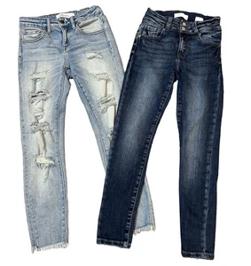 Girls Kancan Jeans Size 10 Blue Skinny Back To School Adjustable Waist LOT OF 2 - Picture 1 of 3