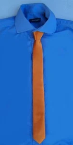 CRAVATTA PUNK PURA SETA SKINNY TIE CRAVATTINO arancione - Picture 1 of 1