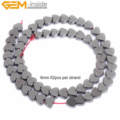 Cuentas sueltas curativas de hematita corazón negro natural fabricación de joyas 15" no magnéticas Foto 1 de 4