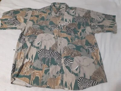 Vtg TANGO by MAX RAAB African Safari Animals All Over Print Mens 2XL Made in USA - Image 1 of 4