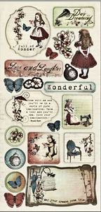 Iron Orchid Designs PREPOSTEROUS CHIPBOARD STICKER SHEET Scrapbooking ALICE - Bild 1 von 1