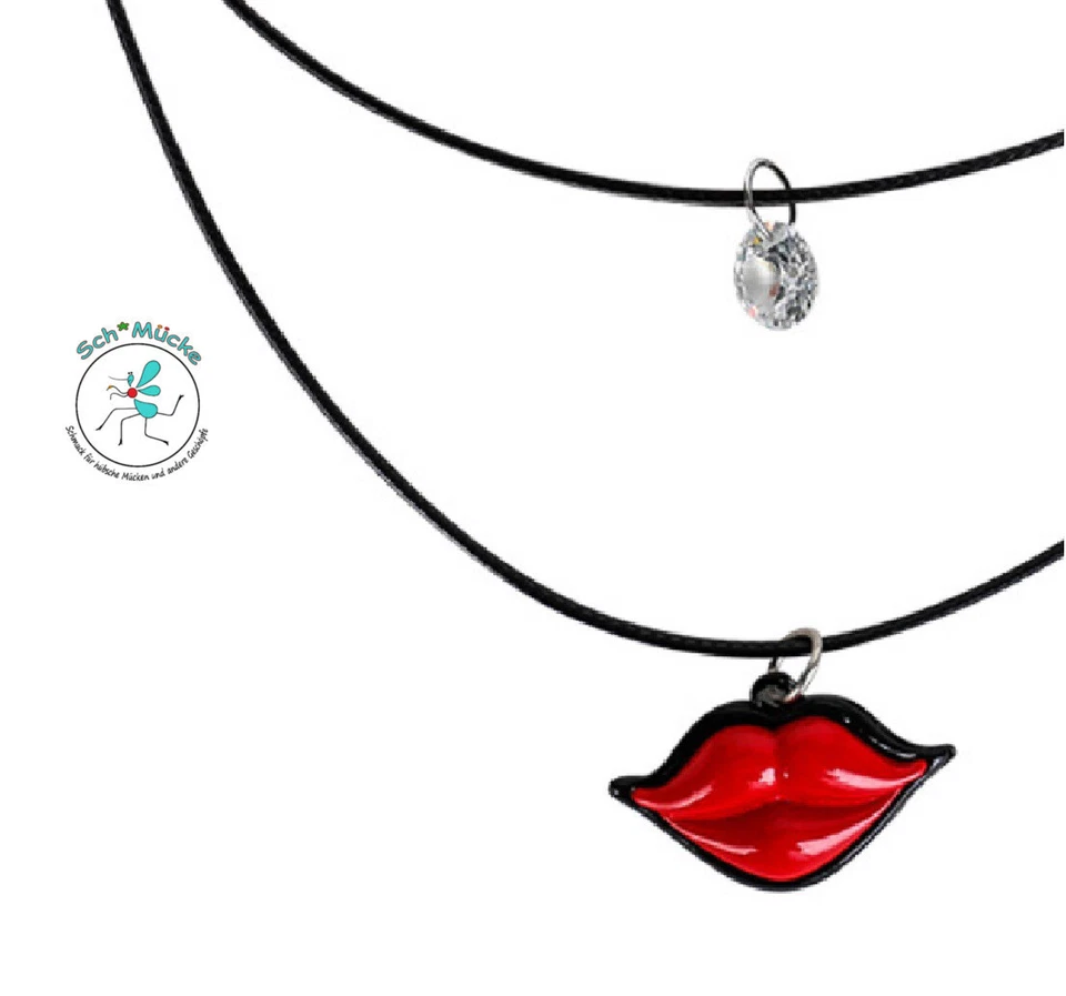 Halskette Lippen Kuss Liebe Love Erotik Retro Amulett Glücksbringer Geschenkidee - Bild 1 von 2
