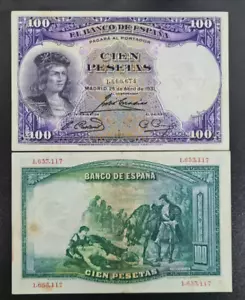 1931 Spain 100 Pesetas BANKNOTE CURRENCY Circulated - Picture 1 of 1