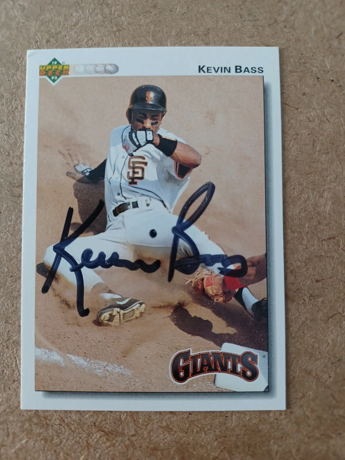 KEVIN BASS 1992 Upper Deck #107 autographed signed card GIANTS 92 Auto