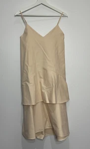 Scanlan Theodore Mini Layered Tank Cami Dress Women Au 6 Us 2 Yellow Silk Cotton - Picture 1 of 7
