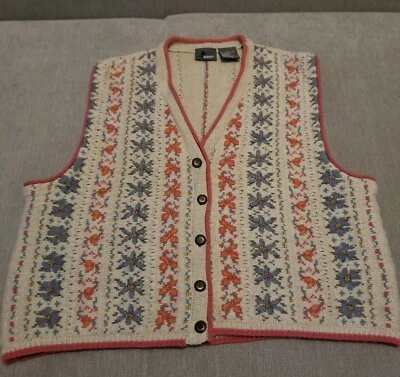 Chaleco Suéter Floral LizWear Vintage Años 90 Colorido Tejido Lino Mujer Talla L Foto 1 de 4