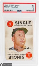 1968 Topps Game #2 HOF Mickey Mantle Baseball Card - PSA 1.5