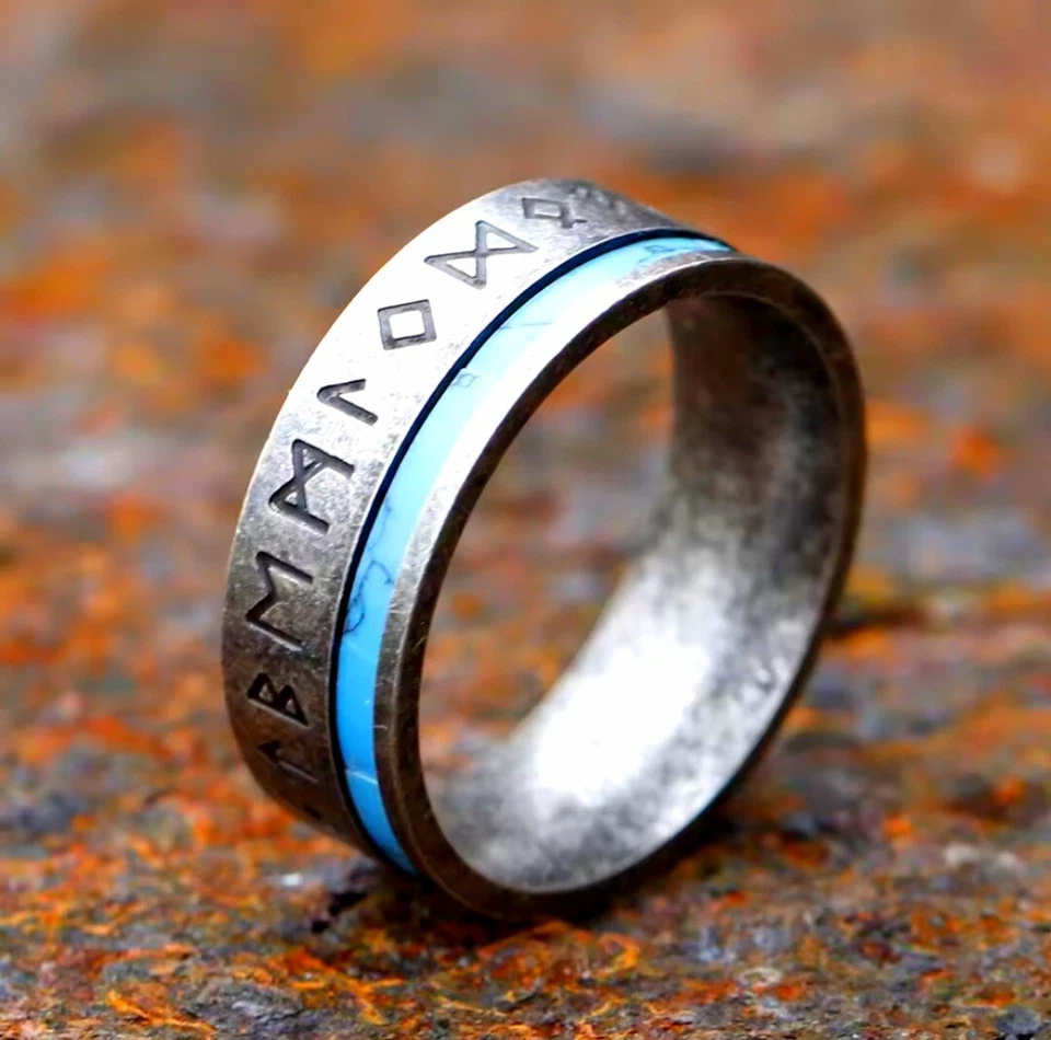 Anillo Vikingo, Caballero Azul, Talla 9 Foto 1 de 1