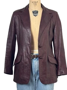 Abrigo Blazer De Colección SCULLY Para Mujer Cuero Marrón Calidad Flexible Clásico Talla 10 - Imagen 1 de 6