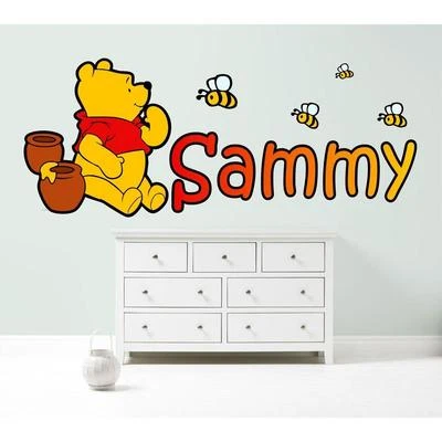 PEGATINA DE PARED PERSONALIZADA WINNIE THE POOH DISNEY calcomanía de dormitorio infantil arte tamaño 3