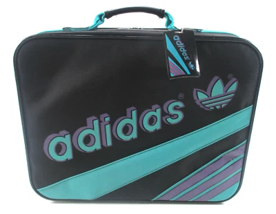 Adidas Originals  Trefoil Vintage Retro Big Airliner Bag Case Black and Teal - Image 1 of 4